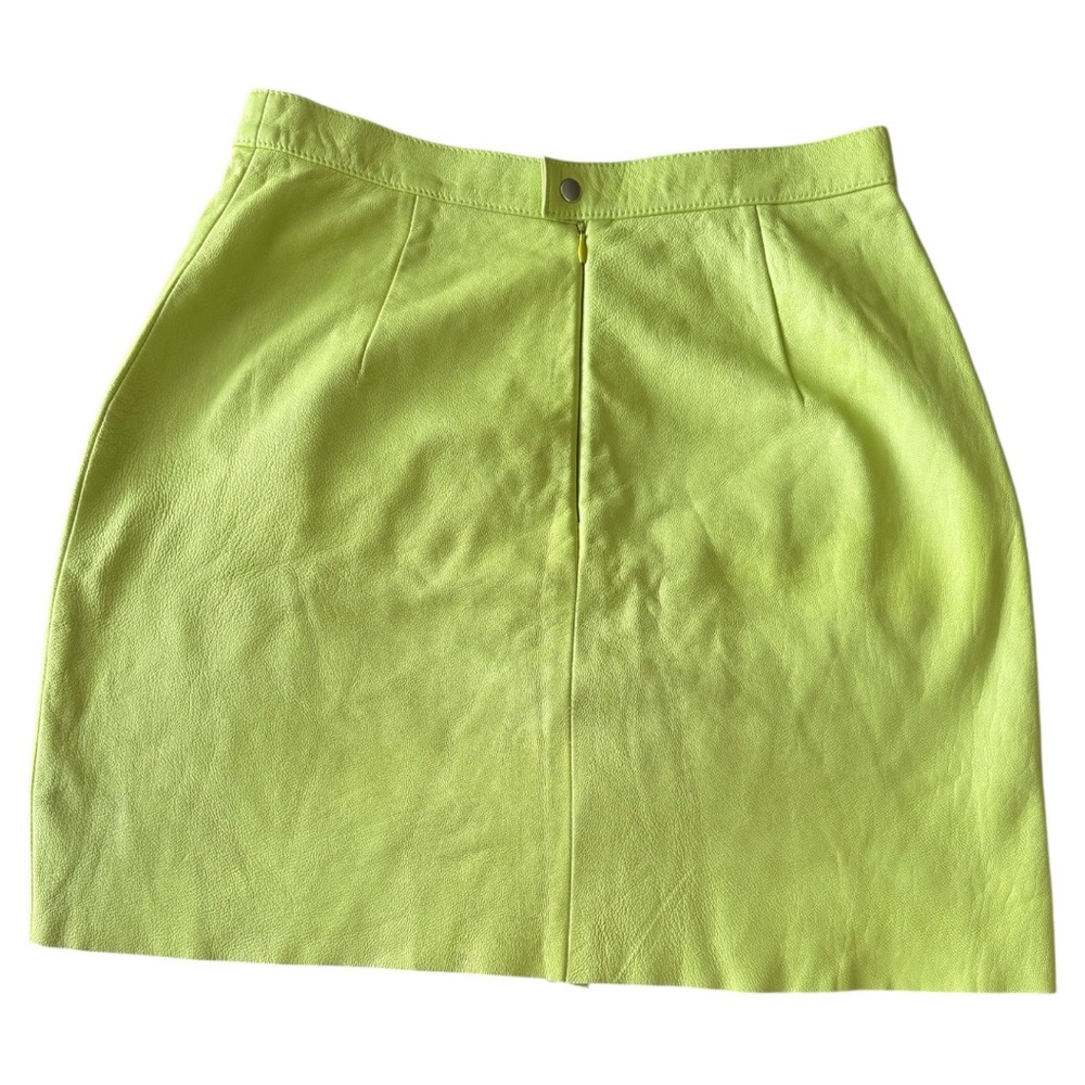 Vintage American Apparel lime green leather pencil skirt - Picture 4 of 12